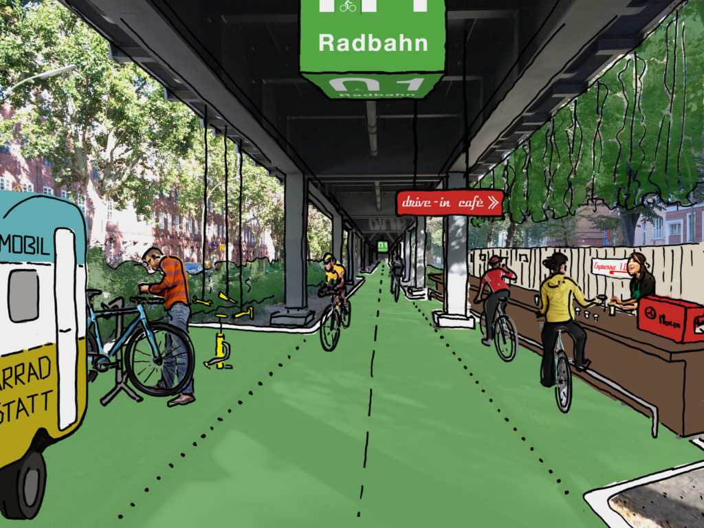 Ilustracao da Radbahn que será construida em Berlim 