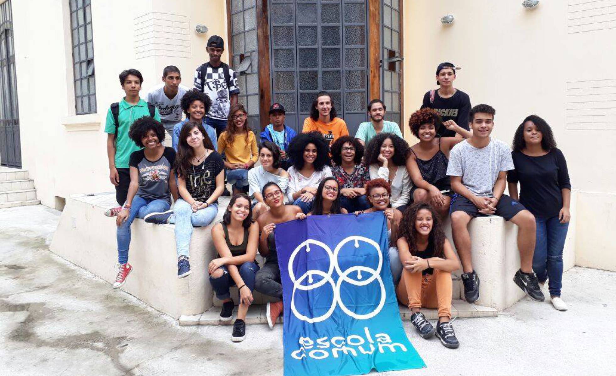Alunos da primeira turma da Escola Comum, em São Paulo. Foto Divulgação