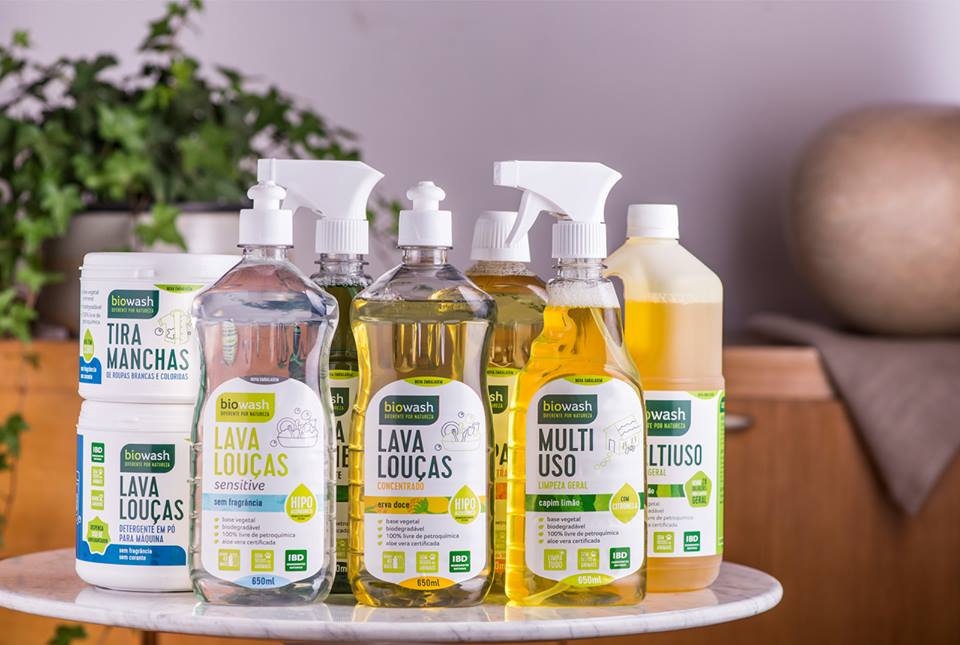 Produtos de limpeza ecológicos da marca Biowash. Foto Divulgação